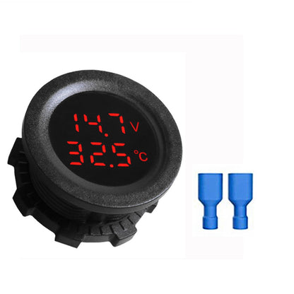 12-24V Car Round Temperature Voltmeter
